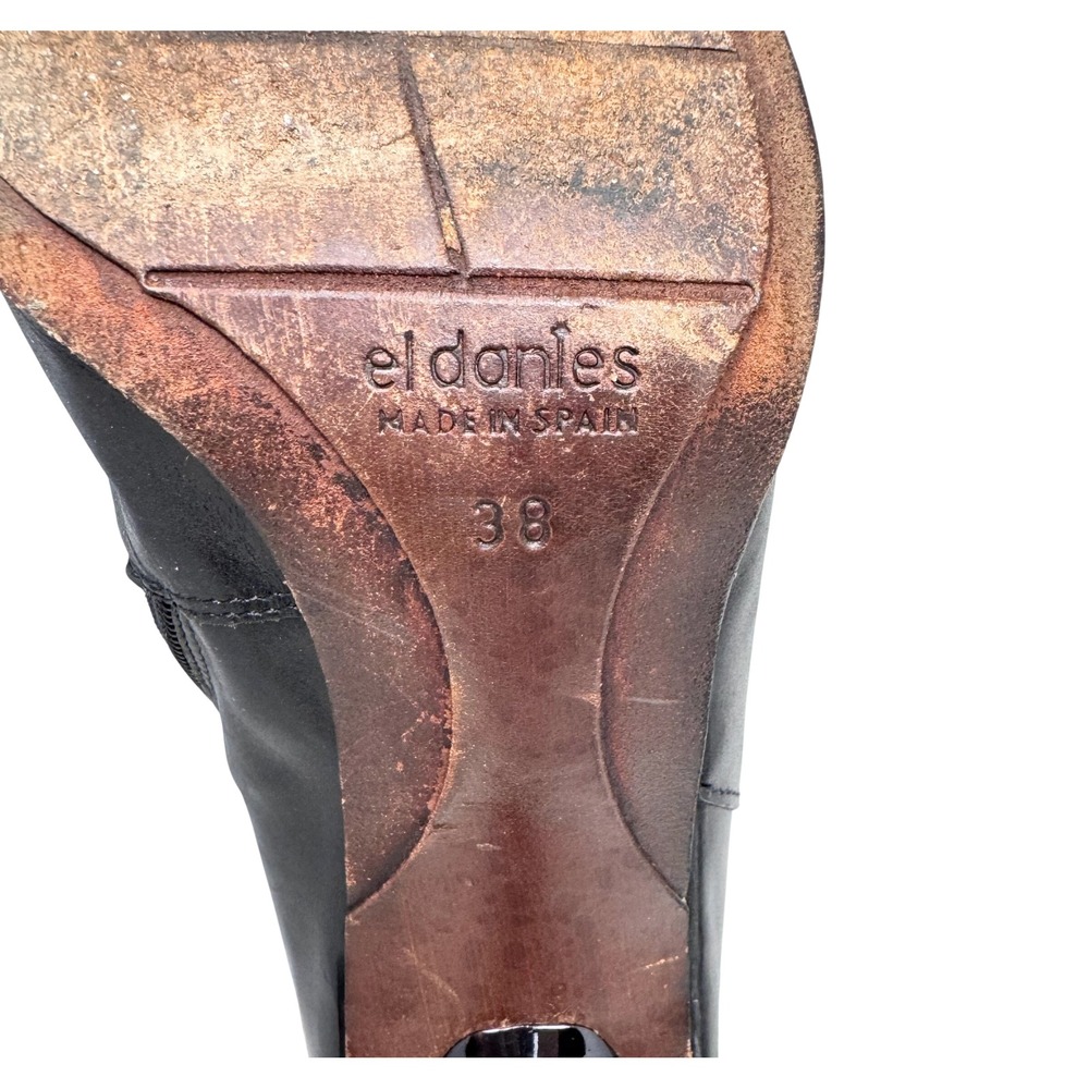 El Dantes Couture Y2K Studded Buckle Knee Stiletto Boots Black Leather EU 38 - Picture 8 of 15